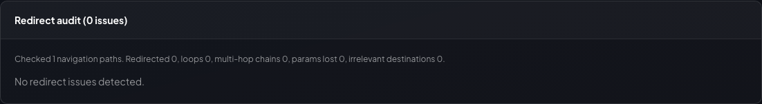 Cat Crawler redirect audit section